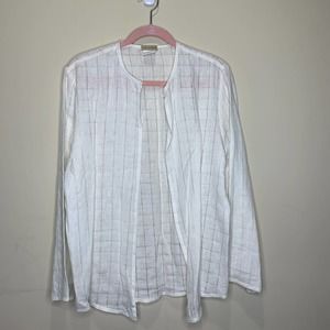 Tin Lizzie White Linen Open Front Cardigan size Petite M